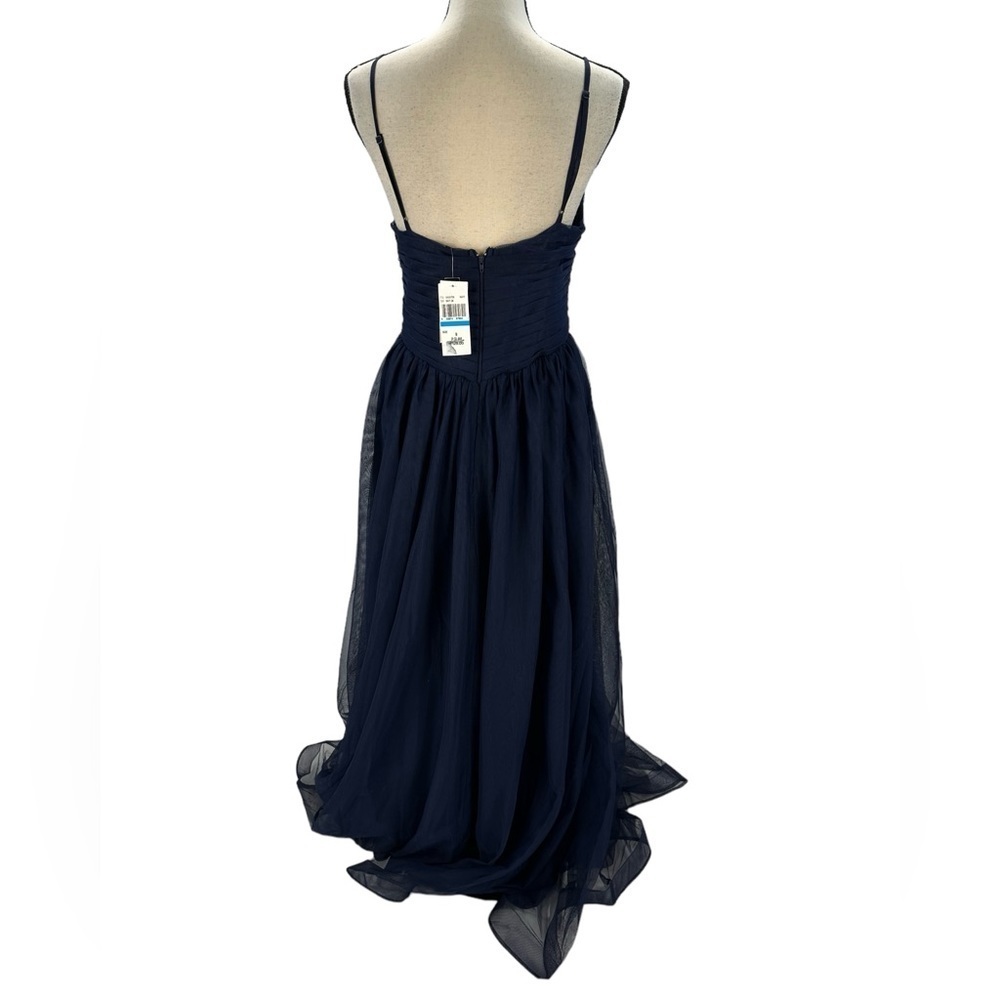 Speechless Sleeveless Mesh Padded Bust Evening Gown - Navy Blue - size 9 - Picture 4 of 12